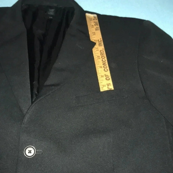 CLAIBORNE suit blazer jacket black formal 3 button flower buttonhole size 44L - Picture 8 of 12
